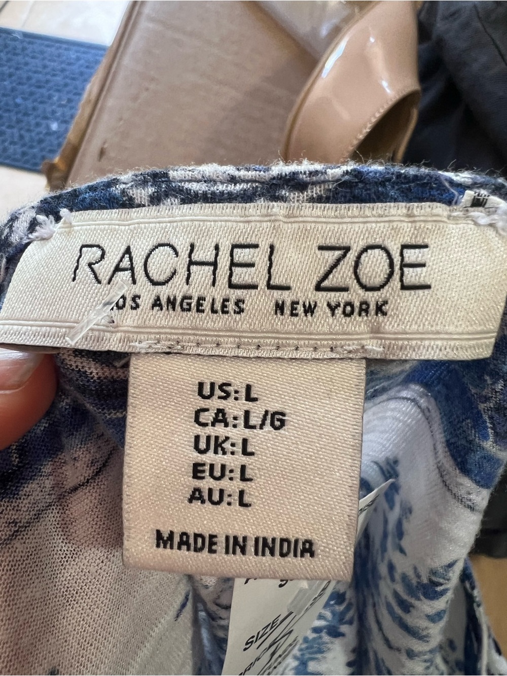 Rachel Zoe Blue and White Printed Peasant Blouse - Picture 5 of 6